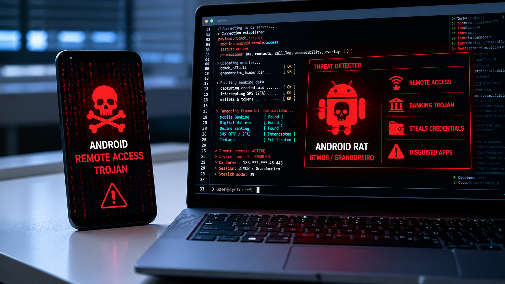 Android malware and banking trojan campaign illustration