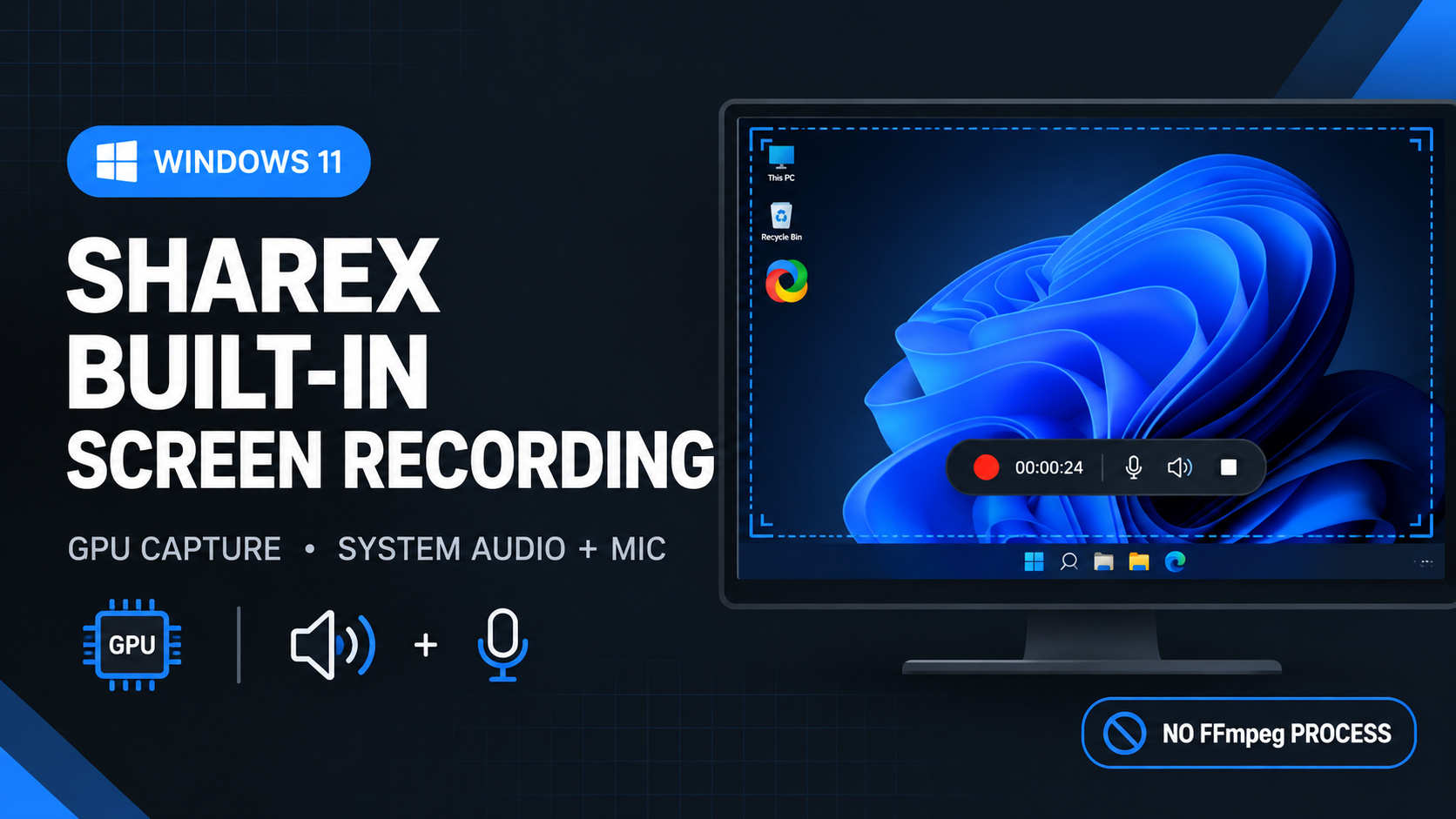 ShareX adds built-in screen recording on Windows 11