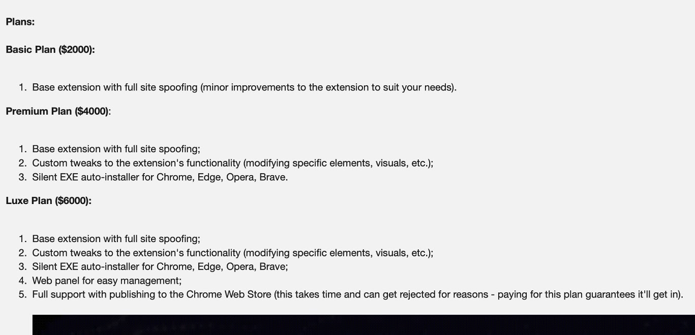 Stanley Chrome extension spoofing a legitimate website
